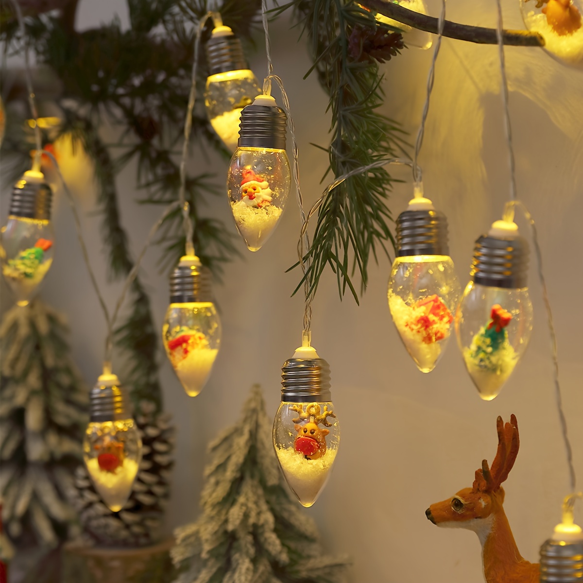 1 st feestelijke LED-sneeuwbal lichtslingers, 2 m 10 LED, ideaal voor kerst- en nieuwjaarsdecoraties, kerstversieringen