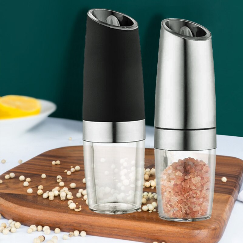 saengQ Electric Pepper Grinder Pepper Mill Stainless Steel Automatic Gravity Induction Salt Kitchen Spice Grinder Tools