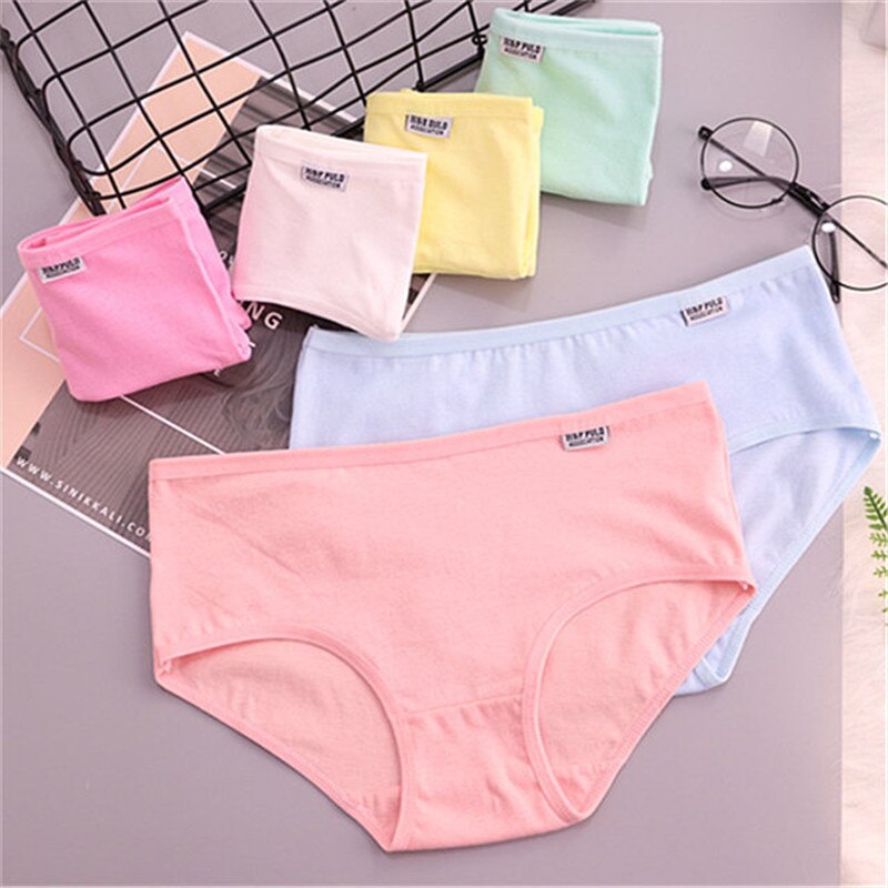 3 Pcs/Lot Women's Underpants Cotton Briefs Solid Low-Rise Lingerie Shorts Underwear Underpants For Women Girls L-3XL