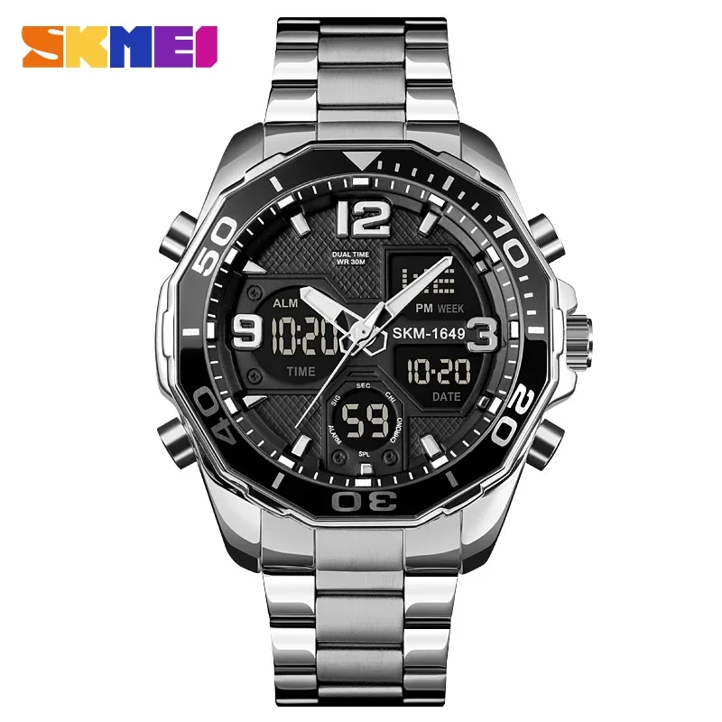 SKMEI 1649 Drehbare Ring Quarz Digitale Männer Armbanduhren Chrono Alarm Männliche Uhr reloj hombre Dual Bewegung Sport Herren Uhren: Rosa