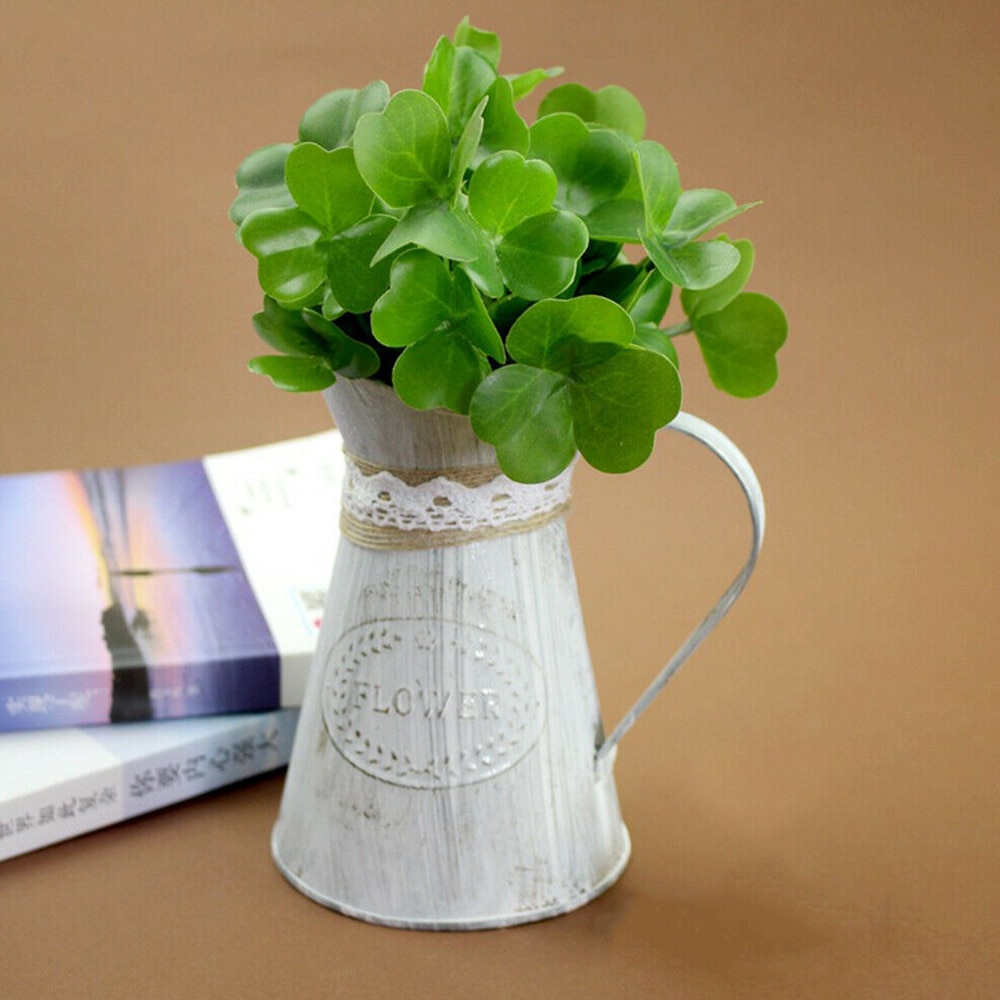 Pichet en métal de Style Vintage français, Shabby Chic, Vase à fleurs en Zinc rustique