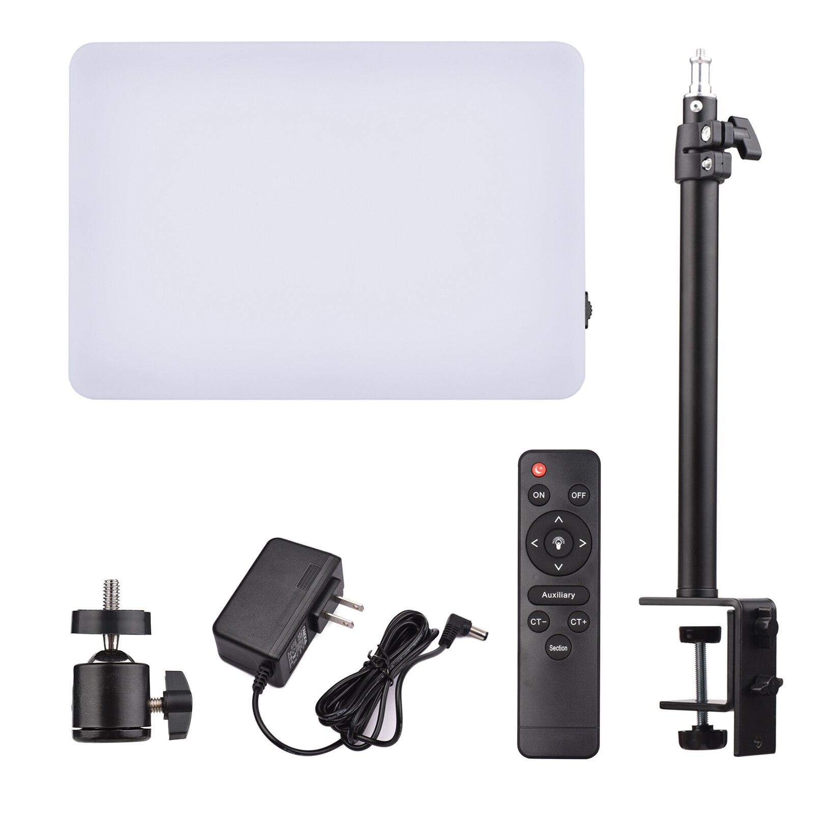38W Studio Video Light 3200-5500K CRI 95 Photography Lamp Dimmable with C-Clamp Stand Remote Control for Gaming Video Recording: Black-US Plug