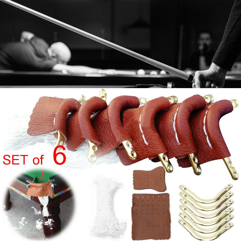 6Pcs Biljart Bal Zak Snookertafel Entertainment Duurzaam Kunstleer Accessoires Professionele Praktische Netto Pocket Set