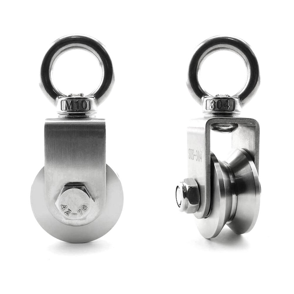 V Type Swivel Pulley 304 Stainless Steel Pulley Block Heavy Duty Traction Wheel 360 Degree Rotation Heavy Duty Traction Wheel