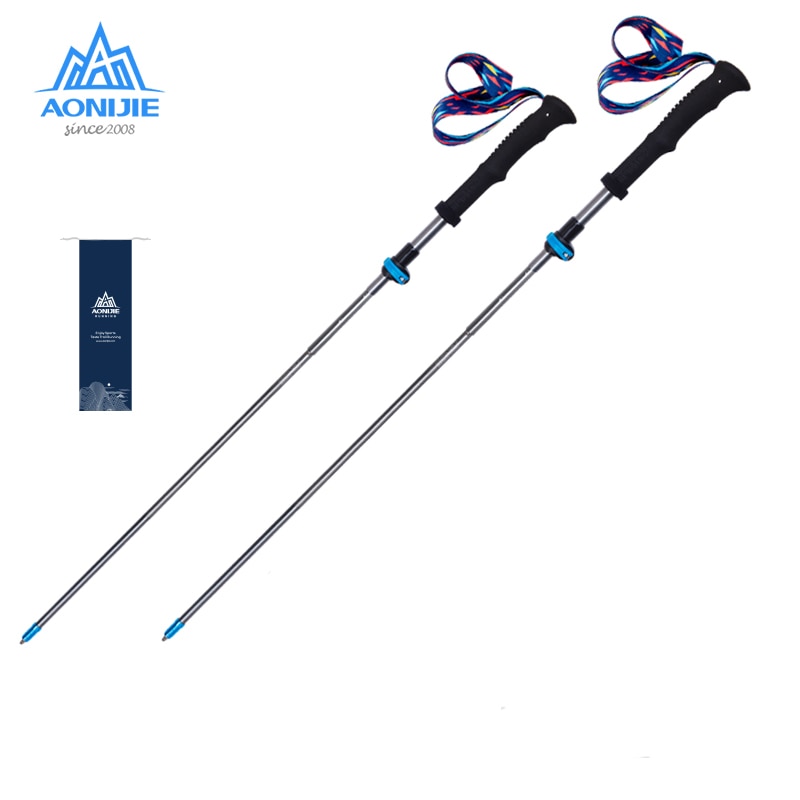 AONIJIE Ultralight Walking Sticks Quick Lock Folding Hiking Canes Carbon Fiber Trekking Poles For Outdoor Camping Trail Running: 2 Pcs Blue