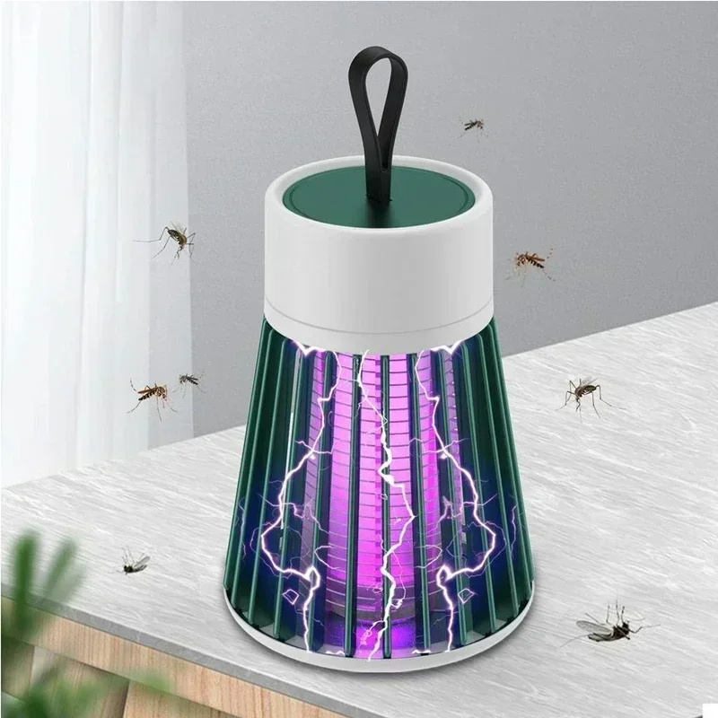 Lámpara antimosquitos de descarga eléctrica, Exterminador de insectos impermeable dos en uno para dormitorio, uso al aire libre, Mata polillas, avispas, más, 1 unidad: Verde militar