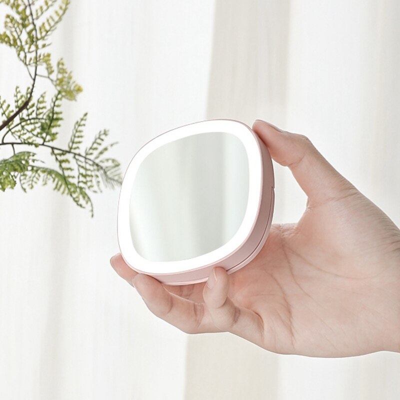 LED Lighted Travel Makeup Mirror, Daylight LED,Portable, Folding: Pink