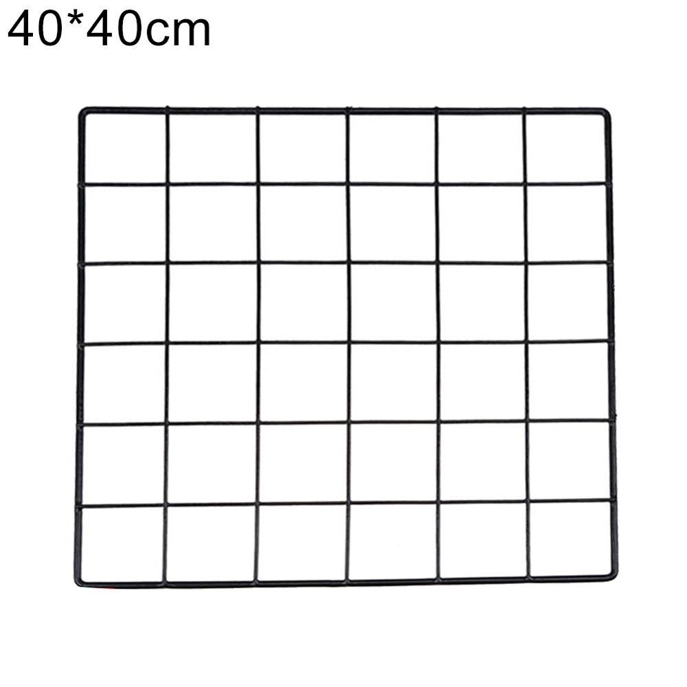 Nordique, avec cordons en métal, pour Photos cartes postales, cadre d'affichage, rangement artistique, café, cœur, étagère murale à Clips, décoration de la maison support étagères: Black 40x40cm