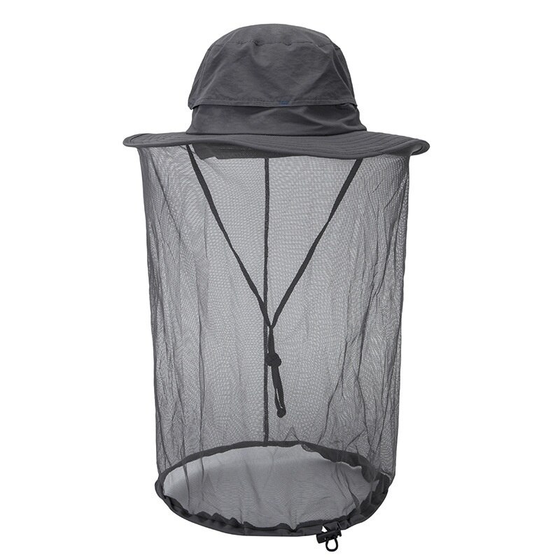 Gorro antimosquitos para exteriores, Protector facial de malla para viajes, Camping, cuidado de la salud: grey