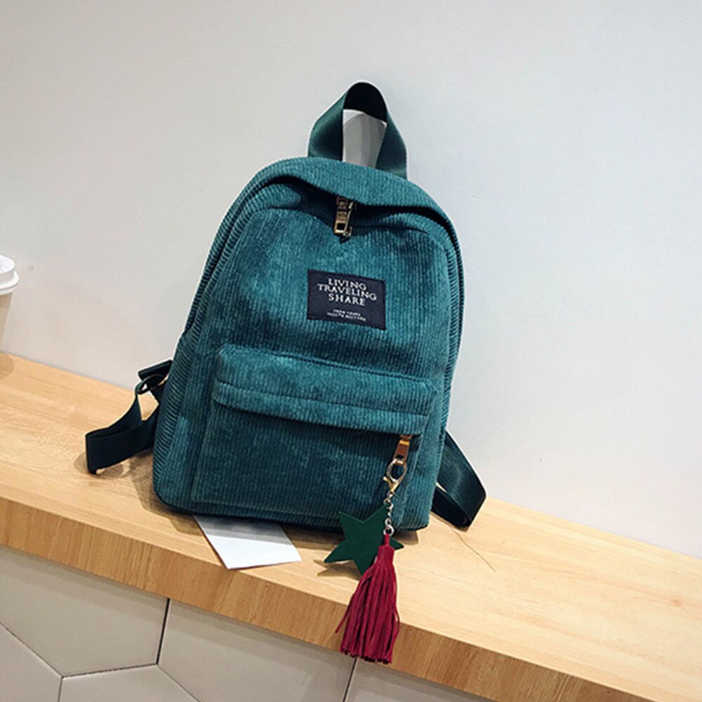 Vrouwen Meisjes Rugzakken School Rugzakken Voor Tiener Meisjes Kwastje Schooltas Soulder Tas Gestreepte Rugzak Reistassen Mochila: green