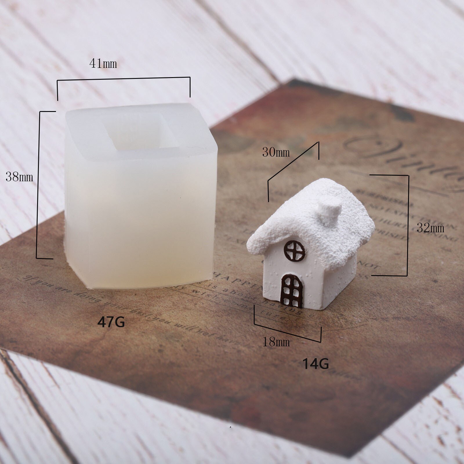 3D Small House Villa Wooden House Silicone Mold Aromatherapy Candle DIY Plastic Mold Home Crafts Ornaments Candle Making Molds: House-E
