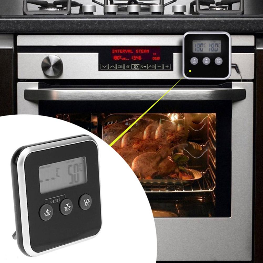 Electronic Digital LCD Food Thermometer Probe BBQ Meat Water Oil Cooking Temperature Alarm Cooking Timer Kitchen Cooking Timer