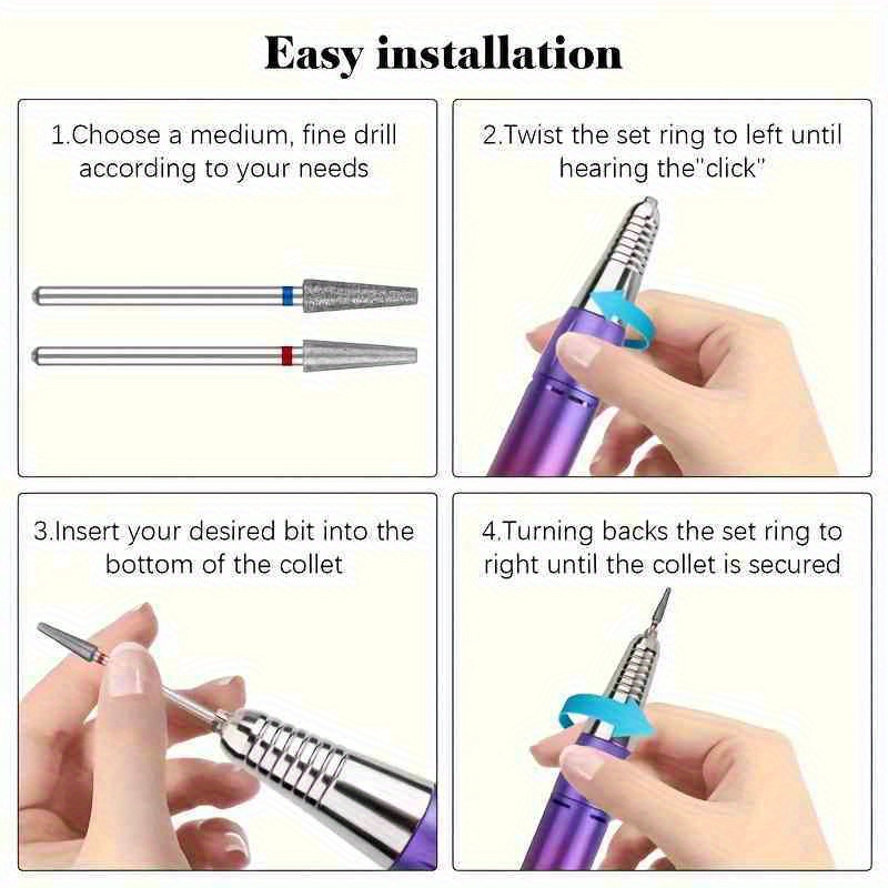 1/2/3/4 Uds. Broca de diamante para uñas, fresas eléctricas rotativas para pedicura, limas para manicura, rebabas para cutículas, herramientas para uñas, accesorios