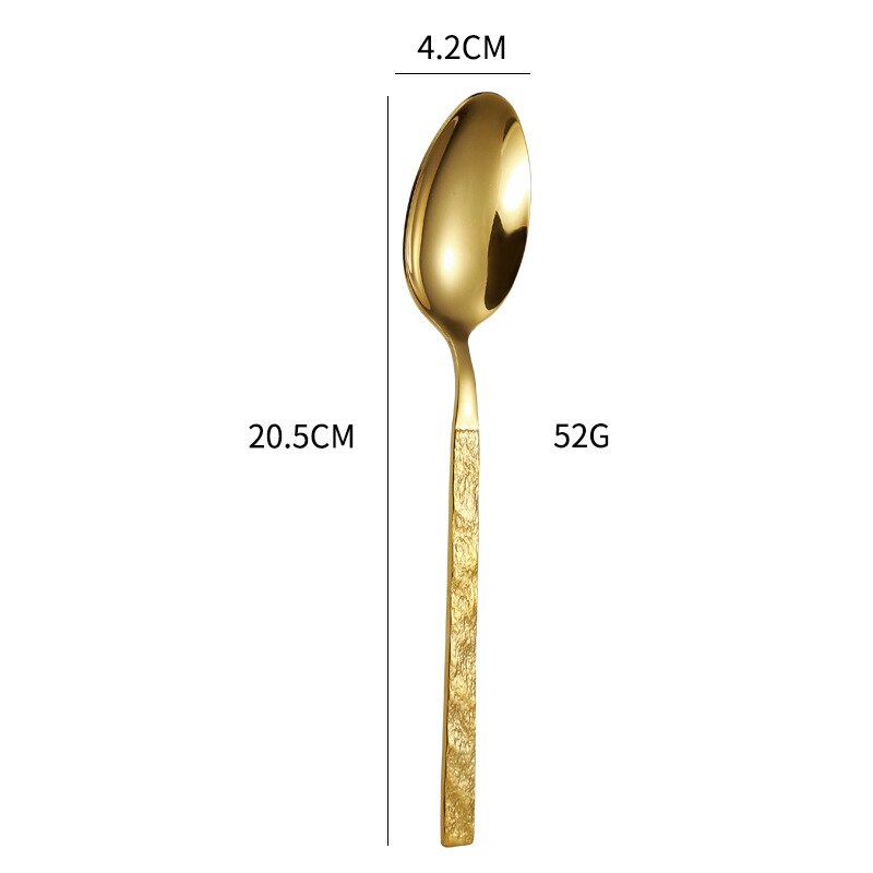 Lidafish Steen Graan Zilverwerk Set Vorken Messen Lepels Luxe Roestvrij Staal Thuis Diner Servies Set: gold dinner spoon
