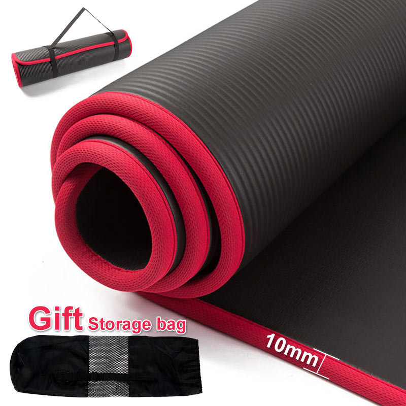 10mm fortykket yogamåtte 183 x 61cm nrb skridsikker fitness gymmåtter sport til smagløs pilates gymnastiksætnetværk