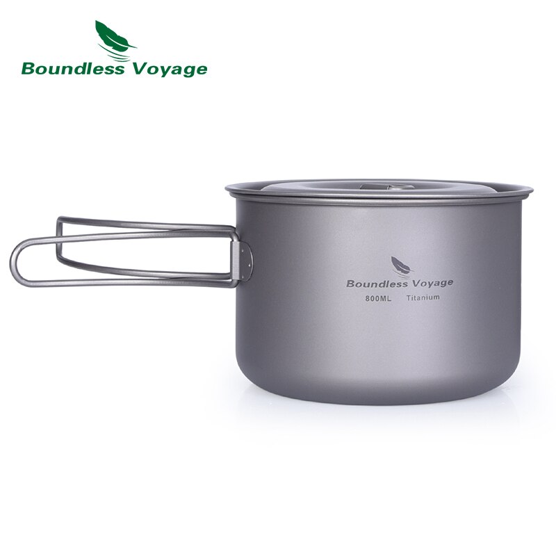 Grenzeloze Voyage 800Ml Titanium Pot Ultralight Camping Cup Kom Met Vouwen Handvat Outdoor Kookgerei 1 Man Solo Koken Kit: Default Title