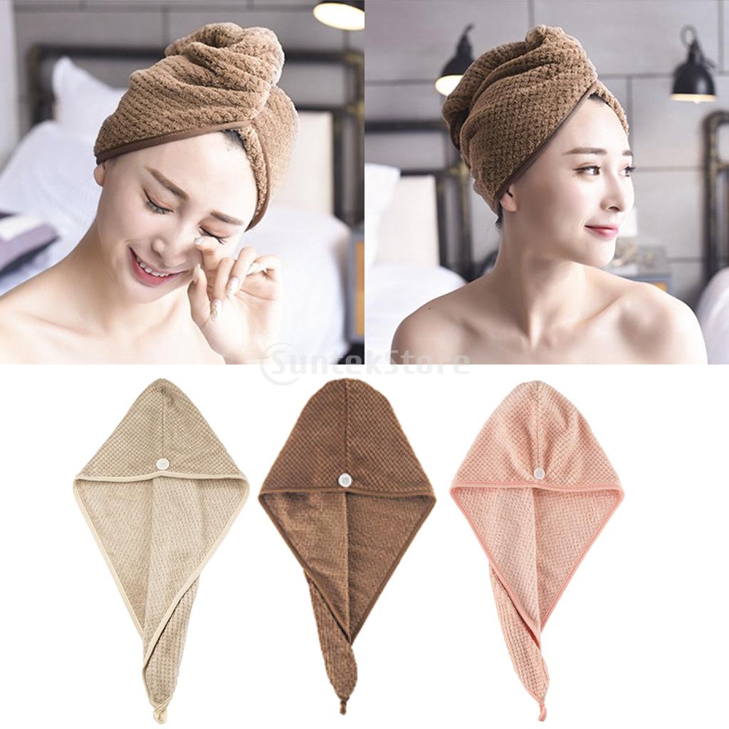 Absorbent Hair Drying Towel Twist Turban Long Hair Wrap Dry Shower Cap