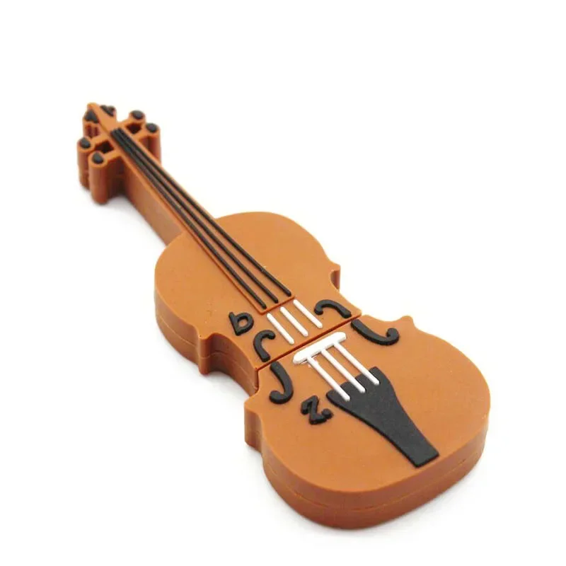 Unidad Flash USB 2,0 para guitarra de dibujos animados, 4GB, 8GB, 16GB, 32GB, 64GB, 128GB, unidad de bolígrafo Musical, memoria para violín, capacidad Real, disco U bonito