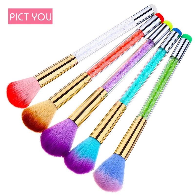 Pict you nagelborstel reinigen verwijder stof poeder nail art pedicure zacht verwijder stof acryl schone borstel voor nagelverzorging