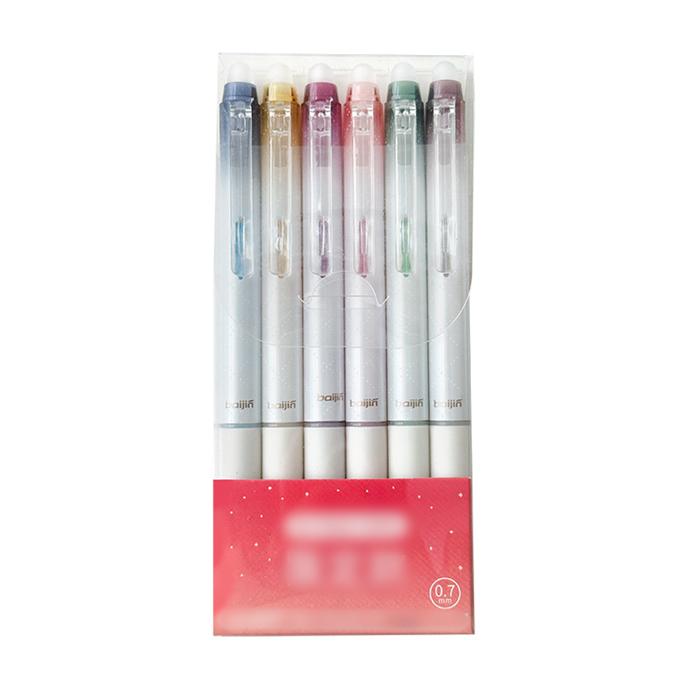 6 st/set doftande glitter och raderbara gelpennor, 0.7mm färgglada blå bläckpennor, neutrala pennor, kawaii-pennor för brevpapper, rollerballpenna för kontor: Röd