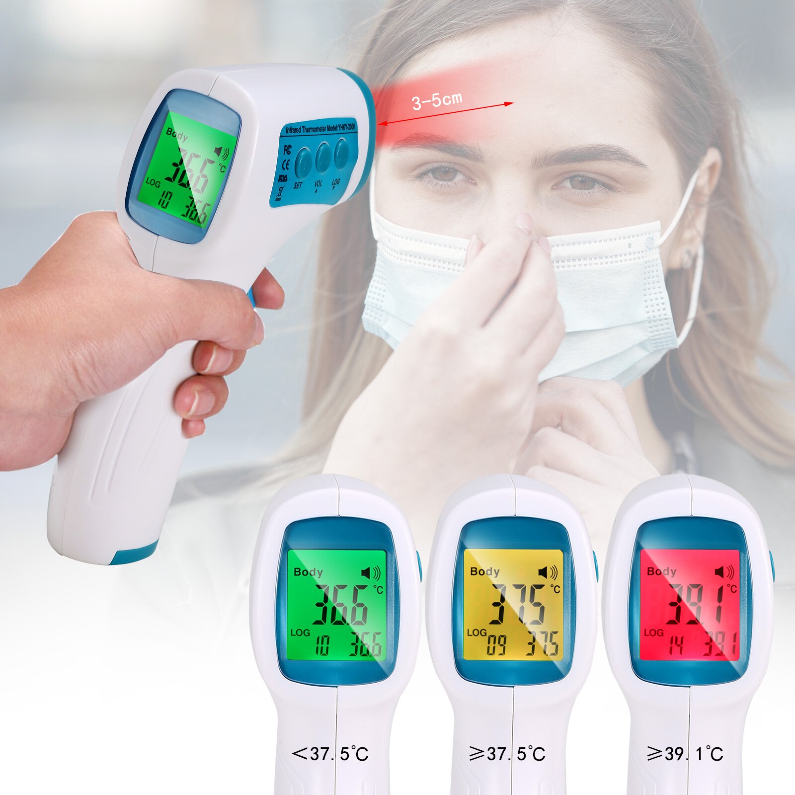 Forehead IR Thermometer Digital Thermometer Non Contact Body/Object Temperature Three Backlight Display Thermometer Adults