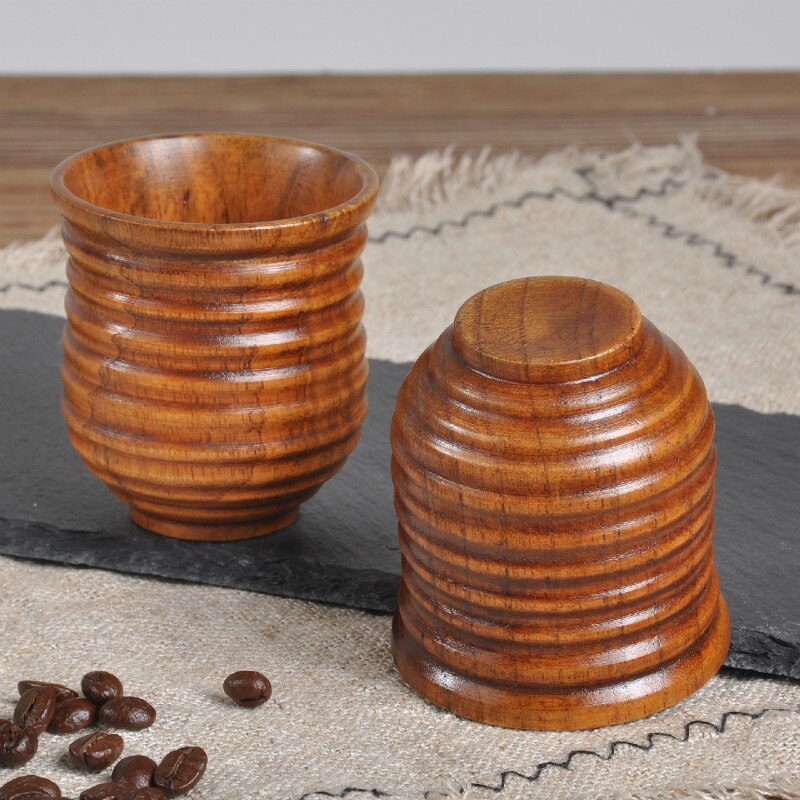 Taza de té de madera creativa de 50ml, vaso Natural, botella de agua de vidrio de vino, tecnología roscada, forrado, vaso de vino especial
