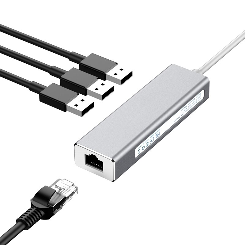 Usb c -keskitin gigabit ethernet  rj45 lähiverkkosovitin usb tyyppi c - usb 3.0 hub 10/100/1000 verkkokortti chromebookille