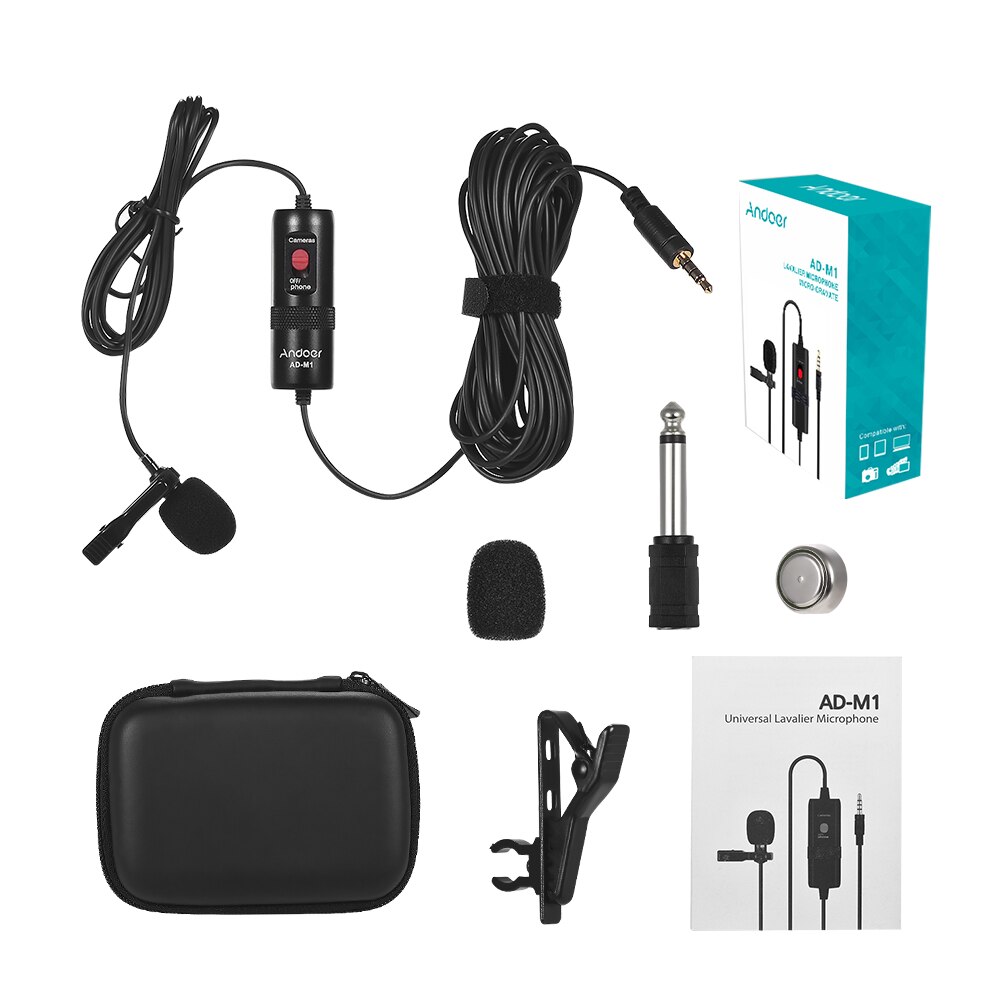 Andoer mic Omni-directional Condenser studio karaoke lavalier Microphone for computer for iPhone Smartphone rode phantom power