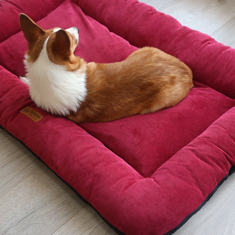 Corduroy Dog Bed Crate Mats Pad Cat Beds Pet Mat Sofa Kennel Sleeping Matteress with Removable Cover Soft Cushion for Large Dogs