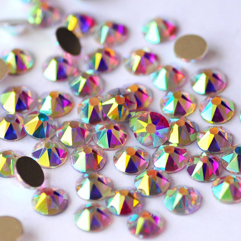 Glitter Niet Hotfix Steentjes Strass Nagels Kristallen Nagel Accessoires Diamant Voor Jurk-Black Diamond AB,SS3-1440 stks