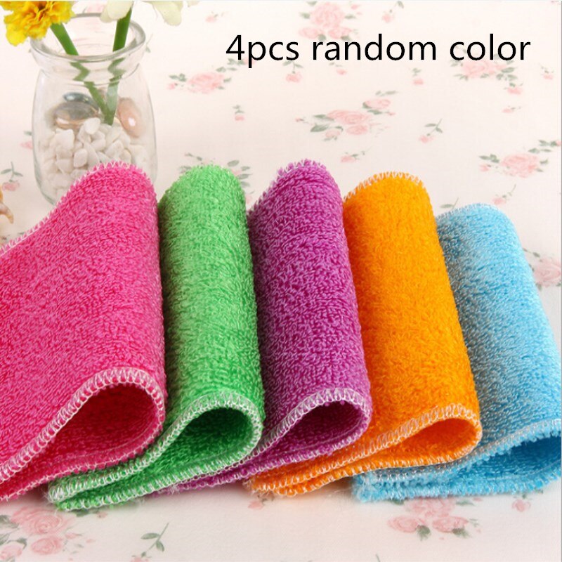 4 pces toalha de limpeza de cozinha casa toalhas de microfibra para a cozinha absorvente pano mais grosso para limpar a mesa de limpeza de micro fibra: orange