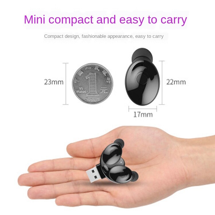 Mini Bluetooth 5.0 Earphone Single Sport Wireless Stereo Headset Portable Invisible In-Ear Business Earbud USB Magnetic Charger