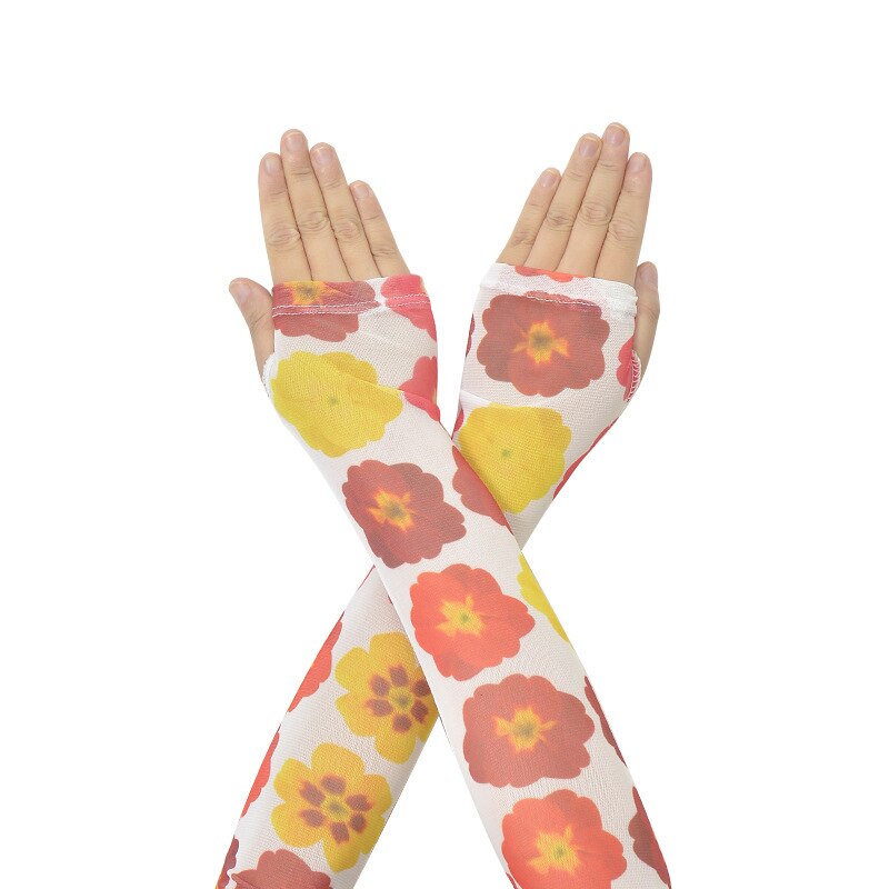 Mangas de protección solar con estampado Floral para mujer, manguitos finos de manga larga, transpirables, calentadores de brazos para conducir, ciclismo, Verano