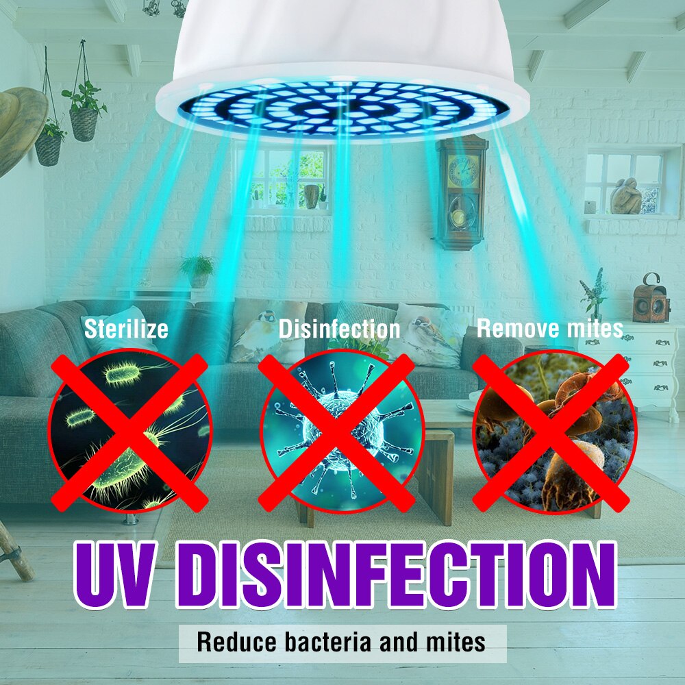 UV Light E14 Ultraviolet Sterilizer Lamp 48 60 80leds E27 LED Lampara Germicidal GU10 UVC Light Bulb MR16 LED Disinfectant Lamp