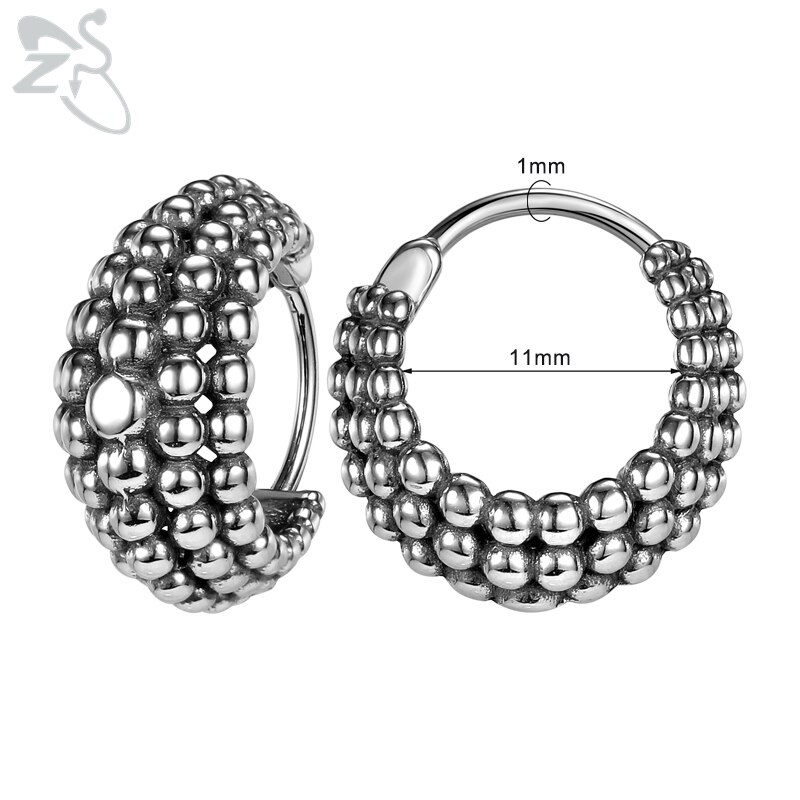 ZS 1 Pair Stainless Steel Hinged Huggie Hoop Earrings for Men and Women Punk Rock Skull Totem Round Earrings Vintage Jewelry: style1