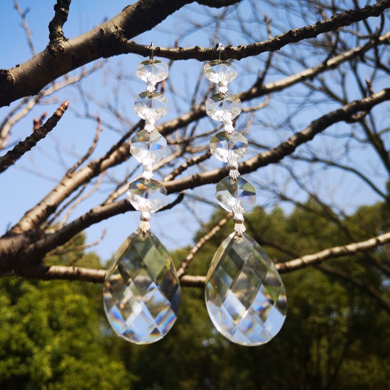 5 stk / lot krystalkugle prisme glas lysekrone krystal dele hængende vedhæng belysning kugle suncatcher bryllupsfest hjem indretning: 50mm netform