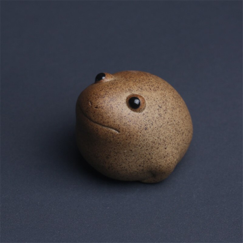 Service à thé Zen en céramique, belle Statue d&#39;animal de compagnie, grenouille porte-bonheur, poterie grossière, petit crapaud, fait à la main, décoration de maison moderne, ornements: 1pc