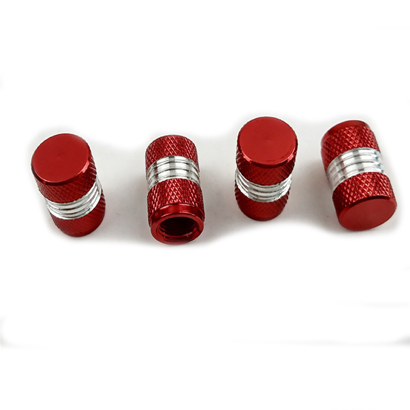 4X Auto Vrachtwagen Bike Tire Velgen Stem Air Ventieldopjes Tyre Cover Aluminium: Rood