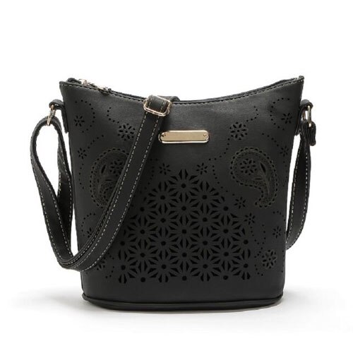 REPRCLA évider femmes seau sacs Vintage sac à bandoulière bandoulière haute capacité femmes Messenger sacs dames sacs à main: black
