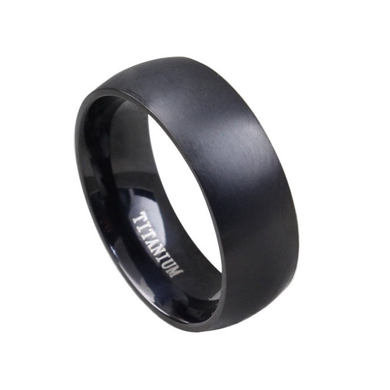 Mænds sort titanium ring mat færdig klassisk forlovelses anel smykker til mandlige bryllupsbånd
