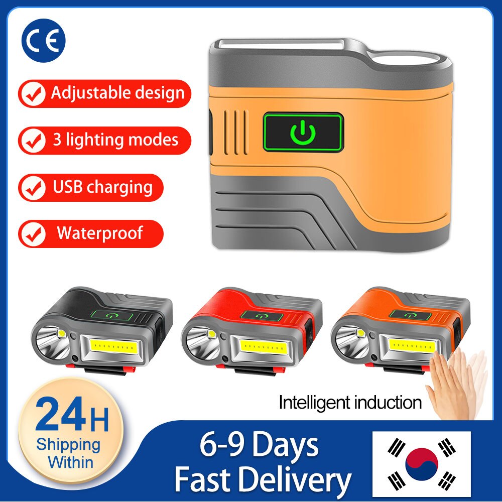 Induction Cap Clip Light USB Charging Cap Clip Flashlight 2200mAh COB Flood Light Head Light Waterproof Fishing Camping Light