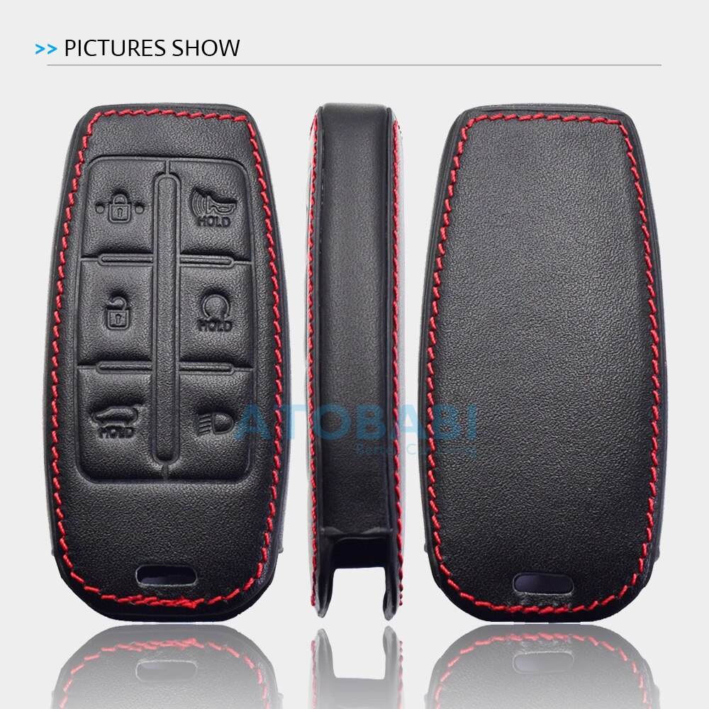 Leather Car Key Case For Hyundai Genesis GV80 G80 Smart Keyless Remote Control Protector Cover Keychain Holder Korea