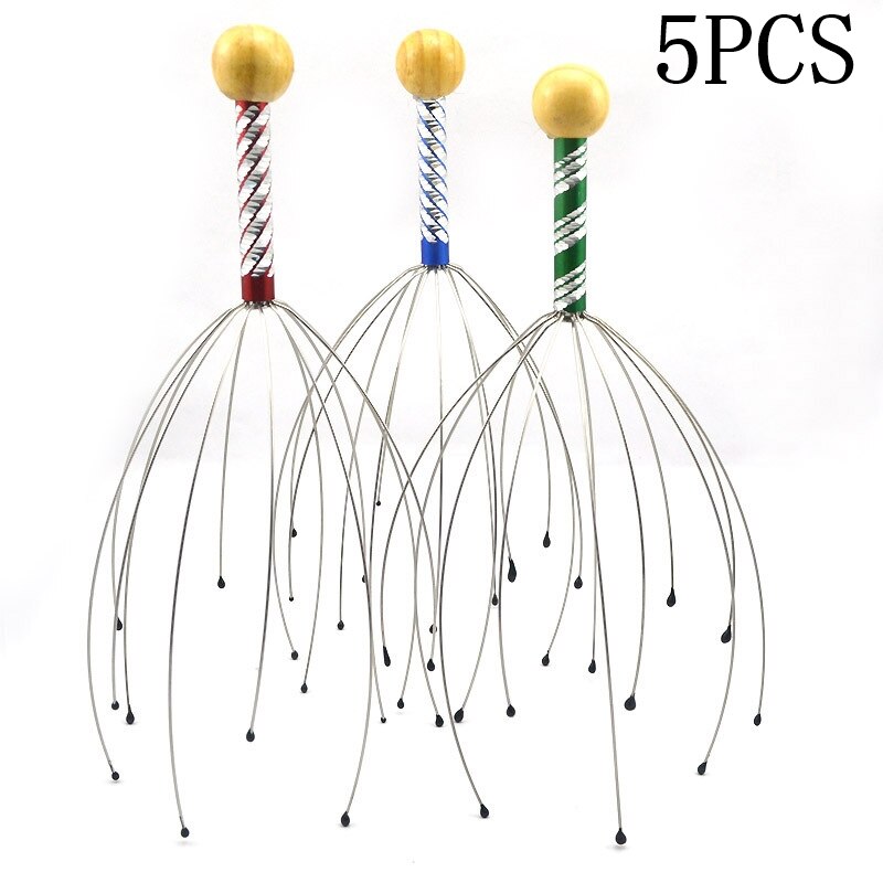 Head Claw Massager Anti Stress Relax Claw Comb Otopus Scalp Neck Equipment Tense Pain Relief Body Tool Health Care Massage Tools: 5PCS
