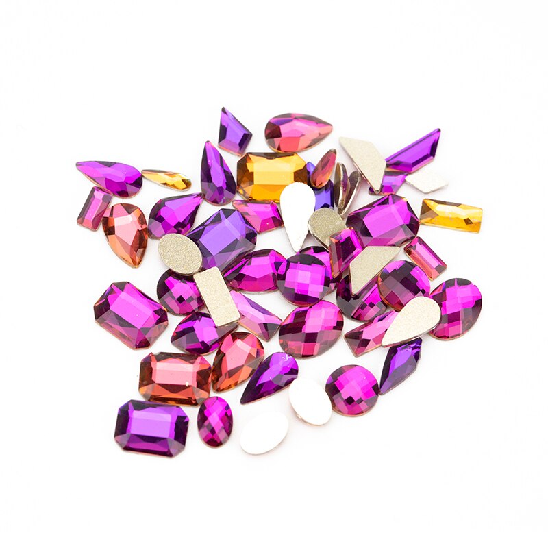 VDD 100 stuks glas nail art steentjes plaksteen strass glitter kristal strass gemengde vorm diamant glanzende doe-het-zelf ambachten decoratie
