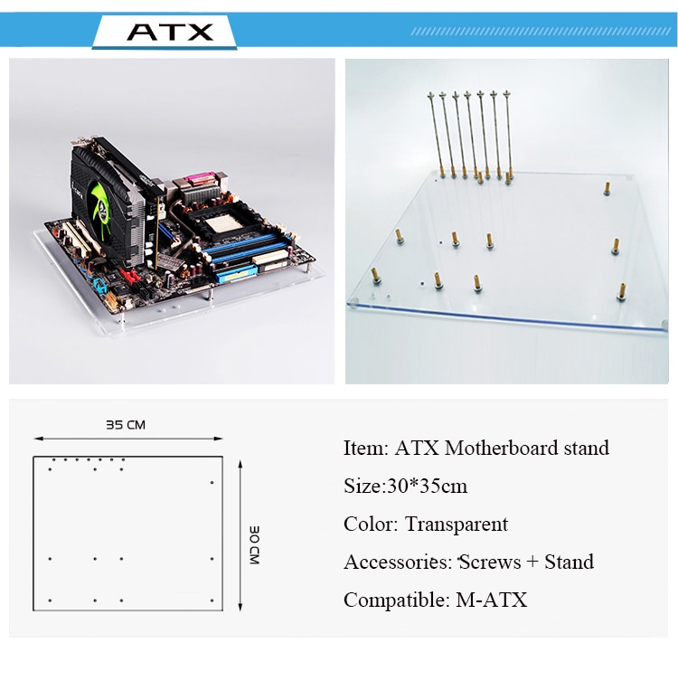 Transparent Acrylic ITX Computer Case DIY Open MATX PC Desktop Case DIY Base Stand For ATX Computer Chassis Box Rack Frame: ATX