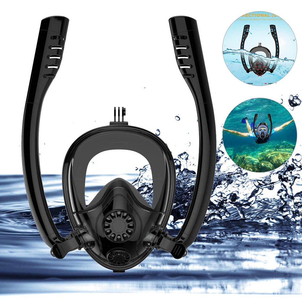 Full Face Snorkel Mask Swimming Water Sports Double Tubes Anti Fog Diving Mask THJ99