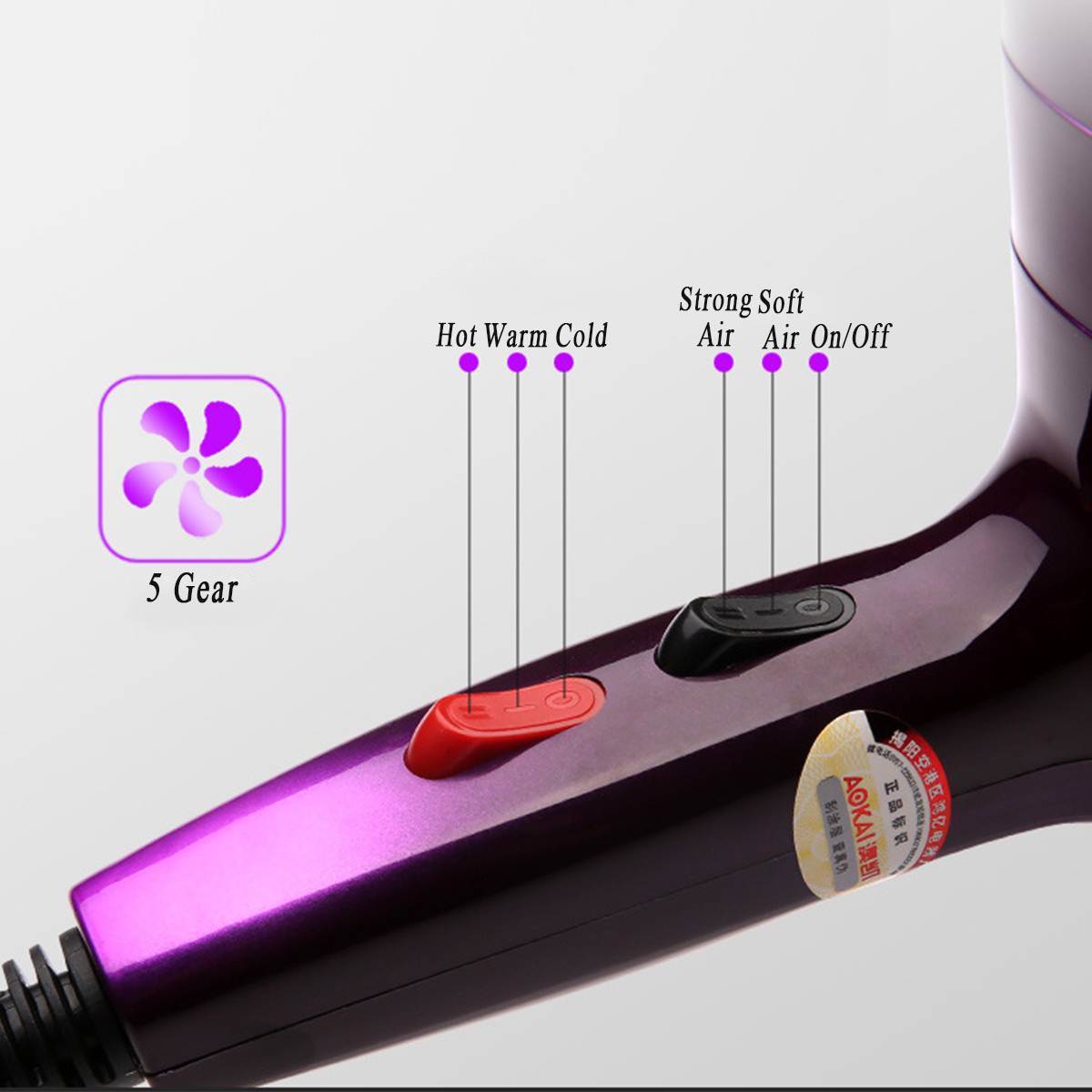 2800W Electric Hair Dryer Salon Household Hairdressing Blow Cold Wind Hair Dryer AC Motor Detachable Air Inlet