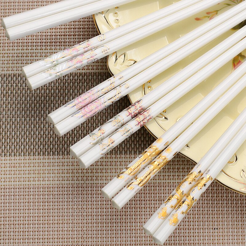 1 paio di bacchette in ceramica di design cinese bacchette cinesi in porcellana di osso di protezione ambientale lunghezza 25cm stoviglie