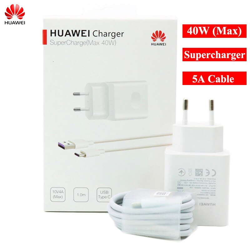 Originele Huawei 10V4A Supercharge Eu/Ons Quick Charger Muur Adapter 5A Usb Type C Kabel Voor P40 P30 Pro mate 20 30 Pro Nova 5 6 7
