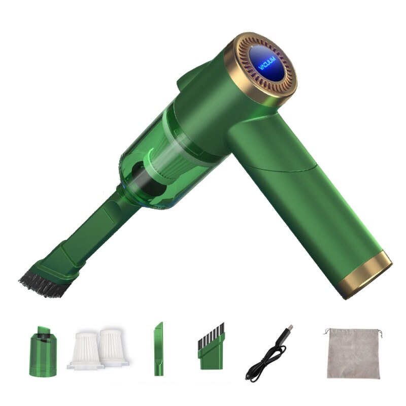 Cleaner Portable Cordless with LED Light Powerful Suction 9000Pa 90° Foldable Vacuum Dust-Buster Drawer Dry Wet Cleaning: Green